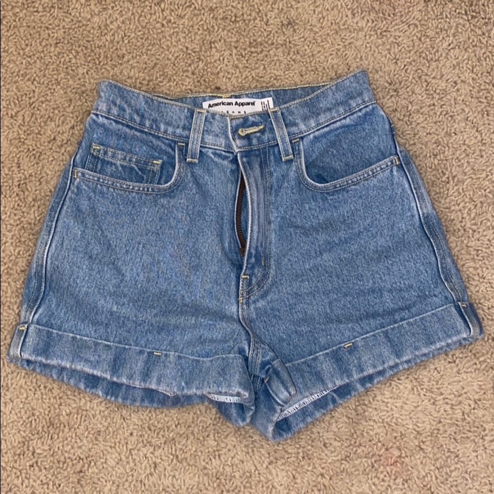 American Apparel light wash denim shorts